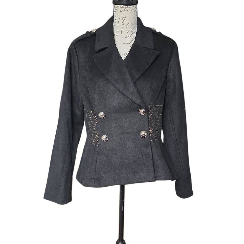 Venus Women's Size 14 Black Yellow Embroidery Peacoat